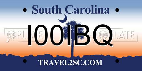 I00IBQ South Carolina License Plate