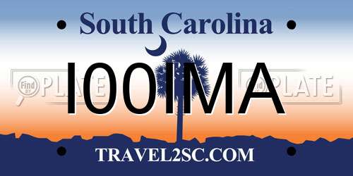 I00IMA South Carolina License Plate