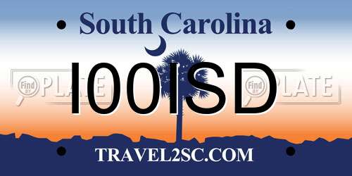 I00ISD South Carolina License Plate