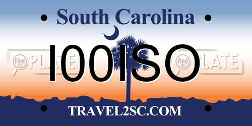 I00ISO South Carolina License Plate