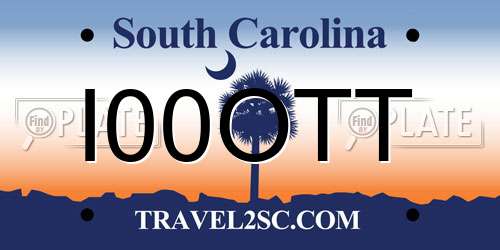 I00OTT South Carolina License Plate