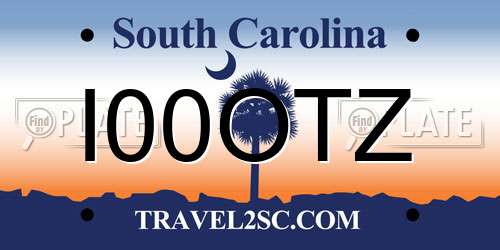 I00OTZ South Carolina License Plate