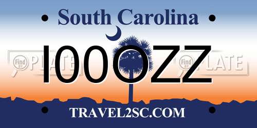 I00OZZ South Carolina License Plate
