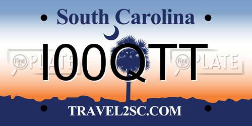 I00QTT South Carolina License Plate