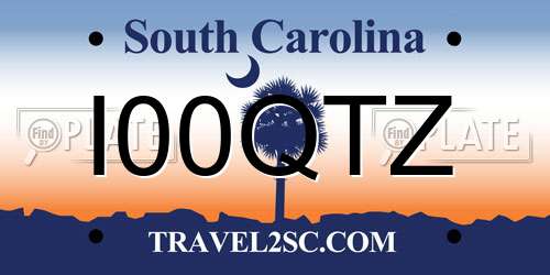 I00QTZ South Carolina License Plate