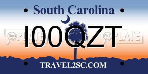 I00QZT South Carolina License Plate