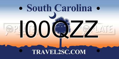 I00QZZ South Carolina License Plate