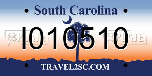 I010510 South Carolina License Plate