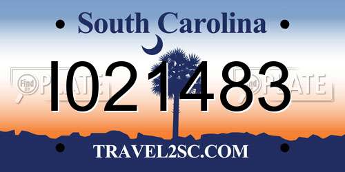 I021483 South Carolina License Plate