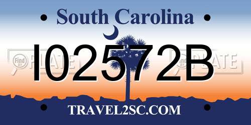 I02572B South Carolina License Plate