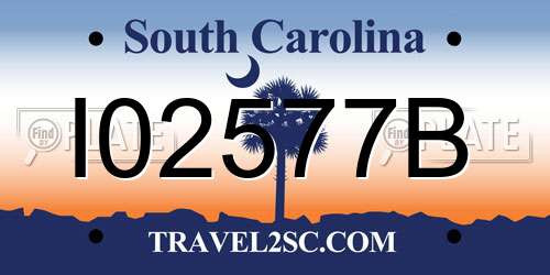 I02577B South Carolina License Plate