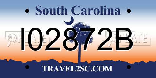 I02872B South Carolina License Plate