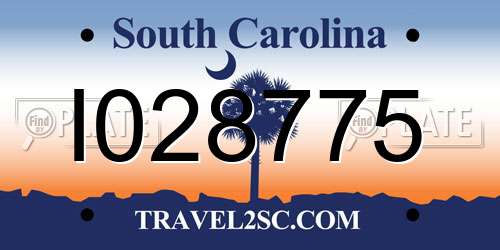 I028775 South Carolina License Plate