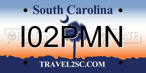 I02PMN South Carolina License Plate