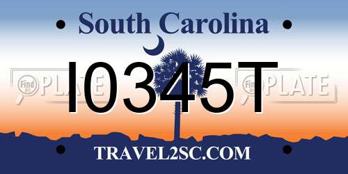 I0345T South Carolina License Plate
