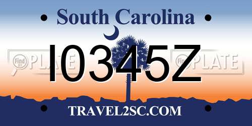 I0345Z South Carolina License Plate