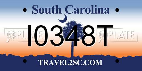 I0348T South Carolina License Plate