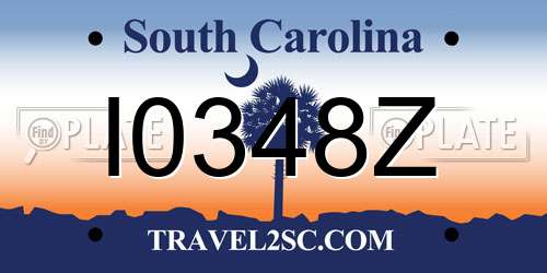 I0348Z South Carolina License Plate