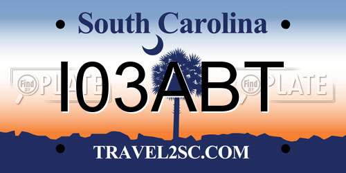 I03ABT South Carolina License Plate