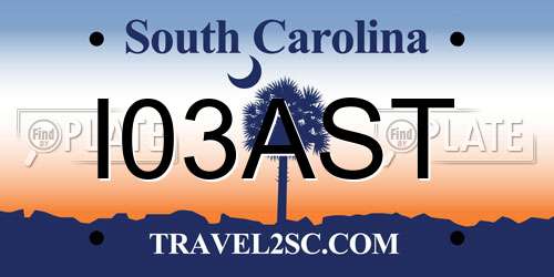 I03AST South Carolina License Plate