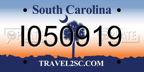 I050919 South Carolina License Plate