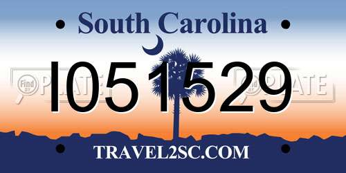I051529 South Carolina License Plate