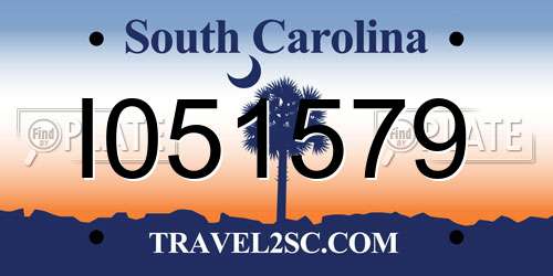 I051579 South Carolina License Plate