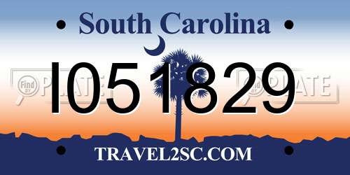 I051829 South Carolina License Plate