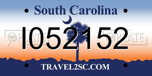 I052152 South Carolina License Plate