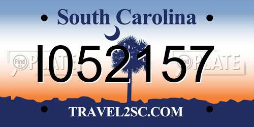 I052157 South Carolina License Plate