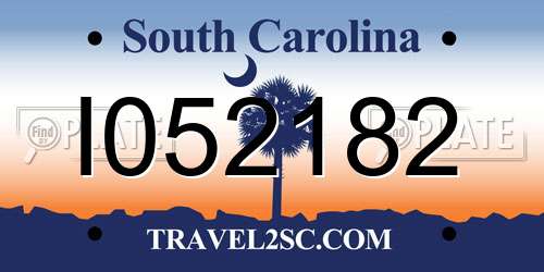 I052182 South Carolina License Plate