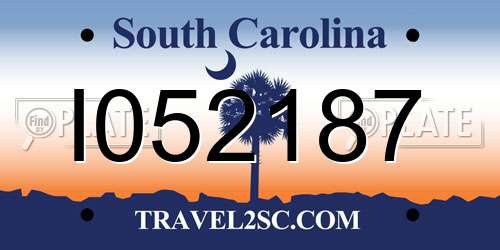 I052187 South Carolina License Plate