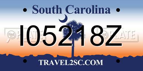 I05218Z South Carolina License Plate