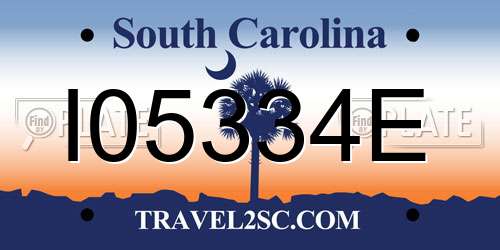I05334E South Carolina License Plate