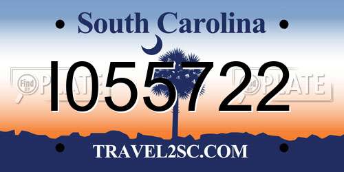 I055722 South Carolina License Plate