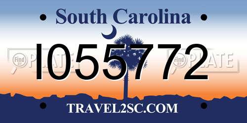 I055772 South Carolina License Plate