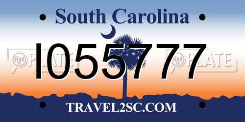 I055777 South Carolina License Plate