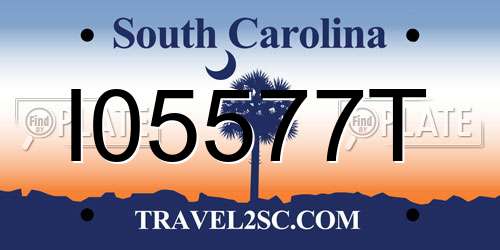 I05577T South Carolina License Plate