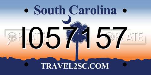 I057157 South Carolina License Plate