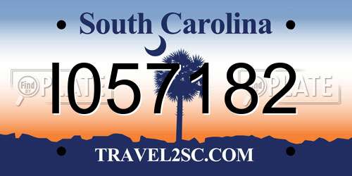 I057182 South Carolina License Plate