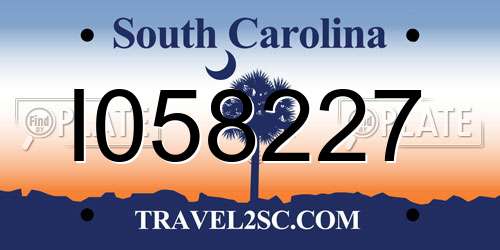 I058227 South Carolina License Plate