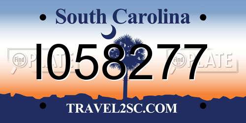 I058277 South Carolina License Plate