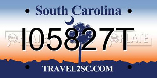 I05827T South Carolina License Plate