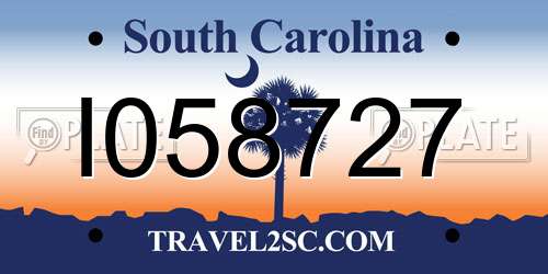 I058727 South Carolina License Plate
