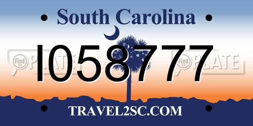 I058777 South Carolina License Plate