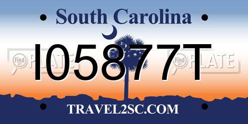 I05877T South Carolina License Plate