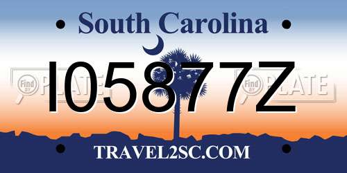 I05877Z South Carolina License Plate