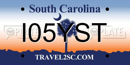 I05YST South Carolina License Plate