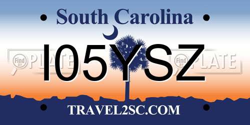 I05YSZ South Carolina License Plate