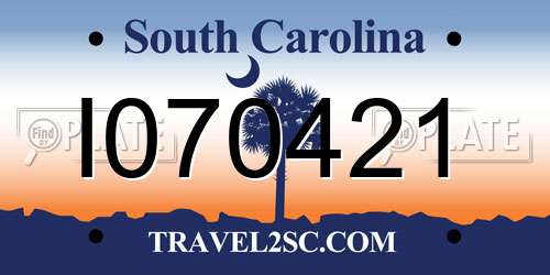I070421 South Carolina License Plate